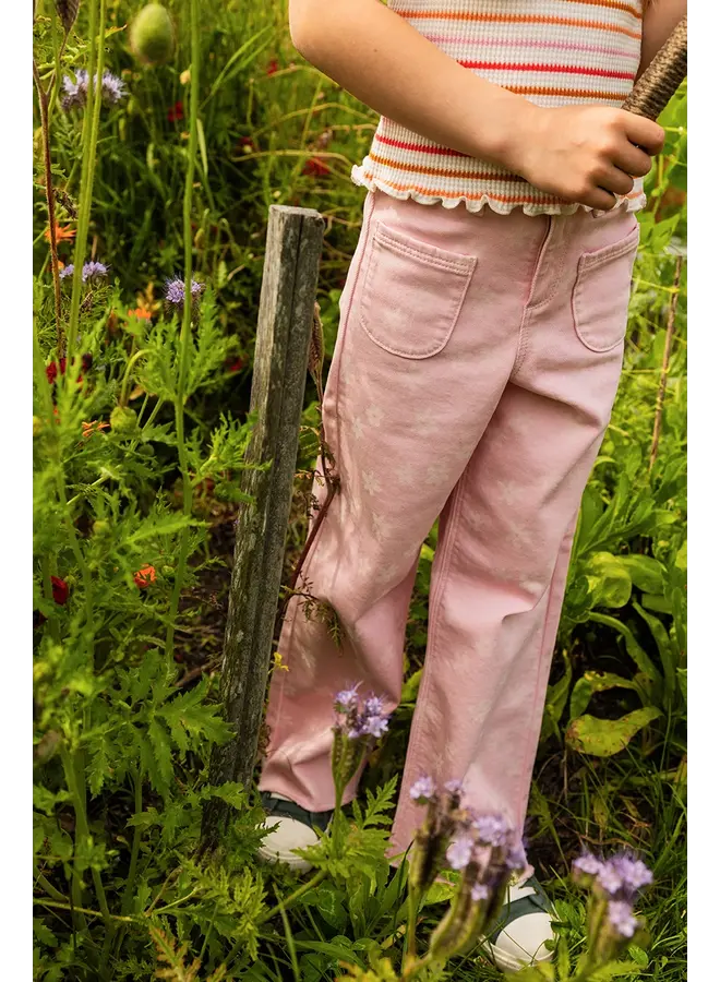 Sproet & Sprout - Flare denim pants daisies print - Summer sorbet