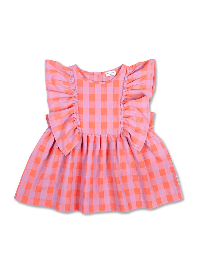 Ruffle blouse check - Gamba/Hortensia