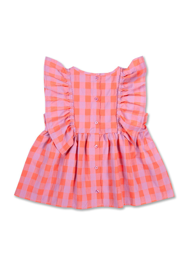 Petit Blush - Ruffle blouse check - Gamba/Hortensia