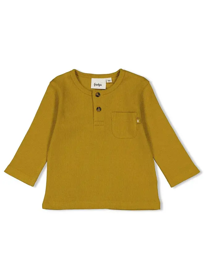 Feetje Longsleeve rib - Keep rolling - Okergeel