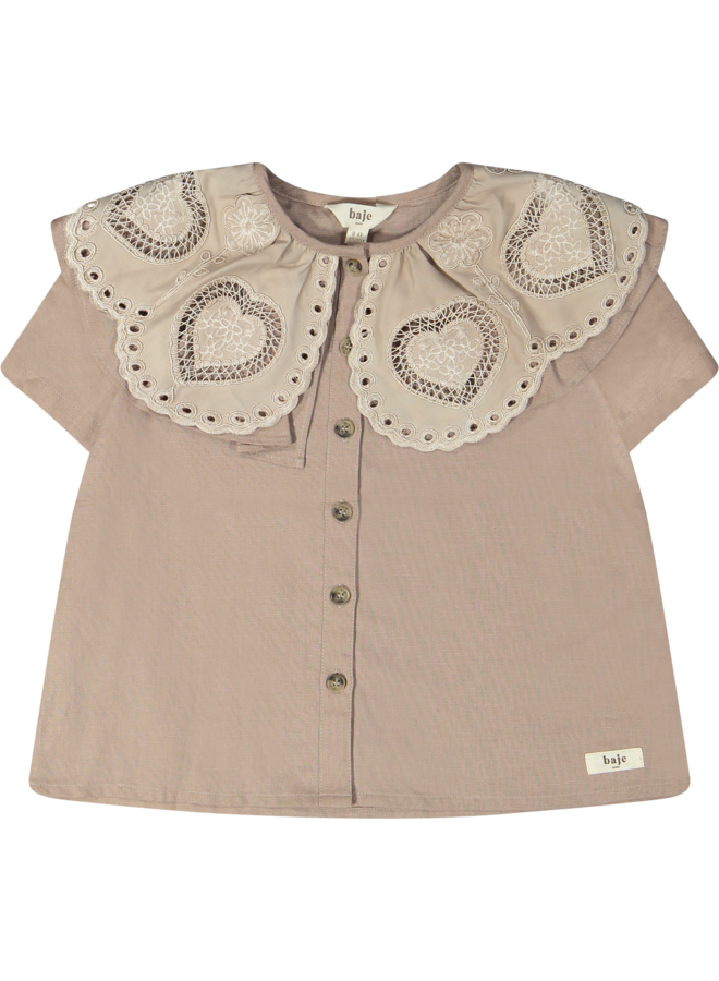 Baje Studio - Louen blouse shortsleeve - Roze mauve