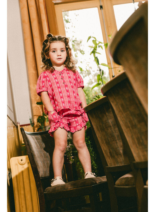 Labo de Colores - Loreen blouse shortsleeve - Red AOP