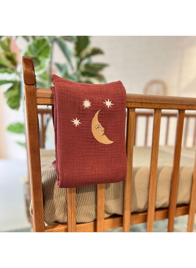 Atelier Pomme - Huge towel – Burgundy boo – Moon light