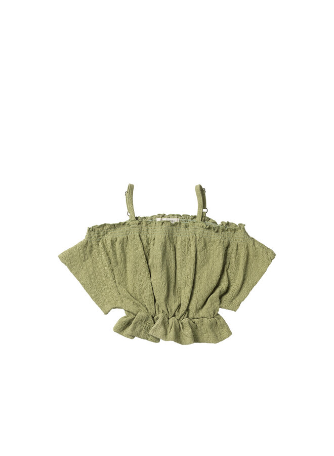 Broderie off shoulder top - Sage
