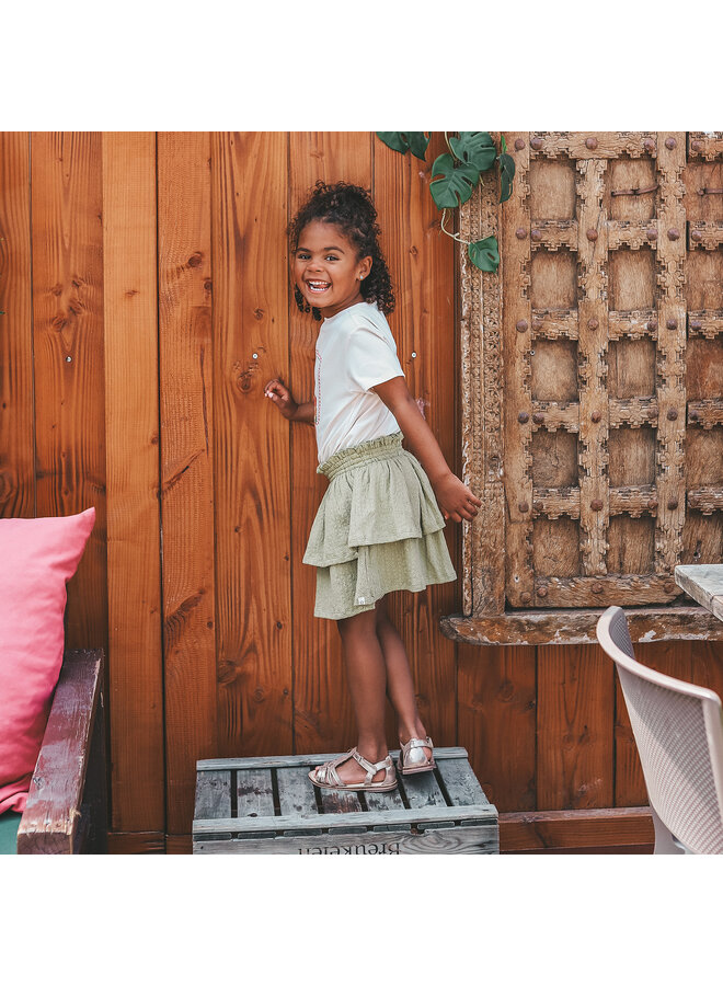Your Wishes - Broderie ruffle skirt - Sage