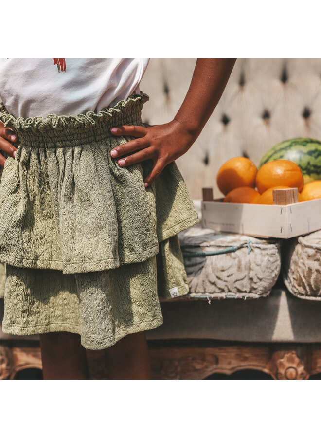 Your Wishes - Broderie ruffle skirt - Sage