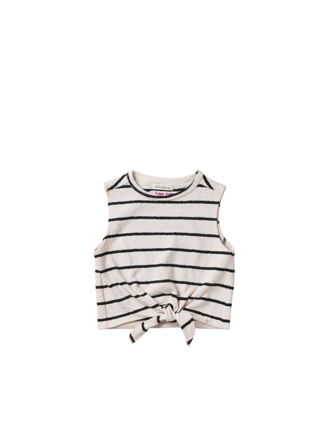 Stripes front tie singlet - Ecru