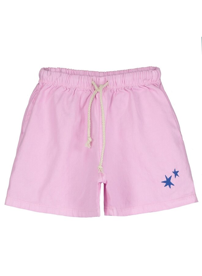 Twill bermuda stars embroidery - Bubble pink