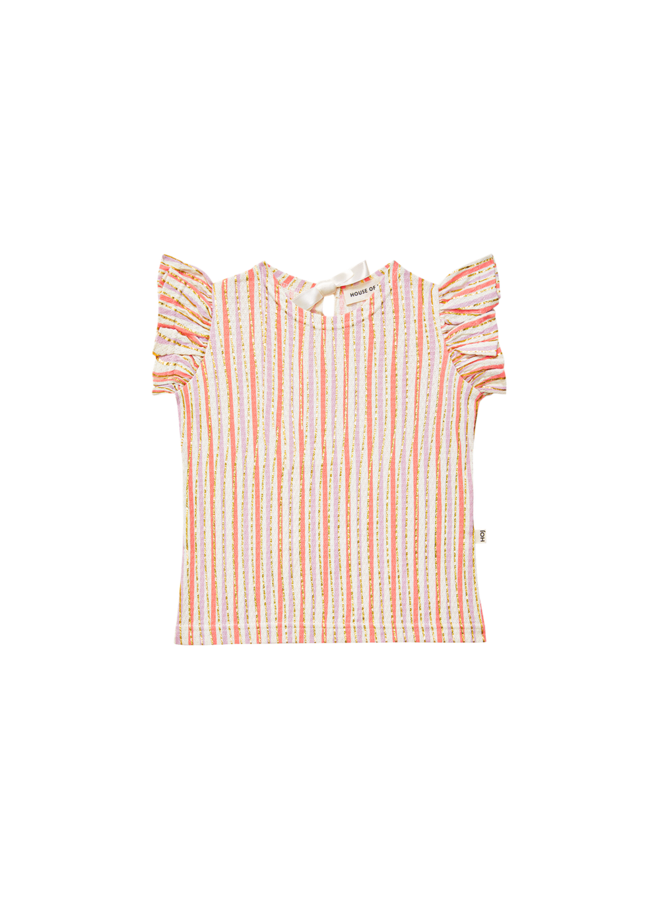 House of Jamie - Ruffled tee - Gold vertical stripes