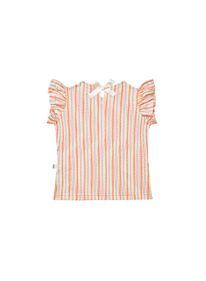 House of Jamie - Ruffled tee - Gold vertical stripes