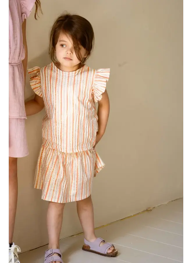 House of Jamie - Ruffled tee - Gold vertical stripes