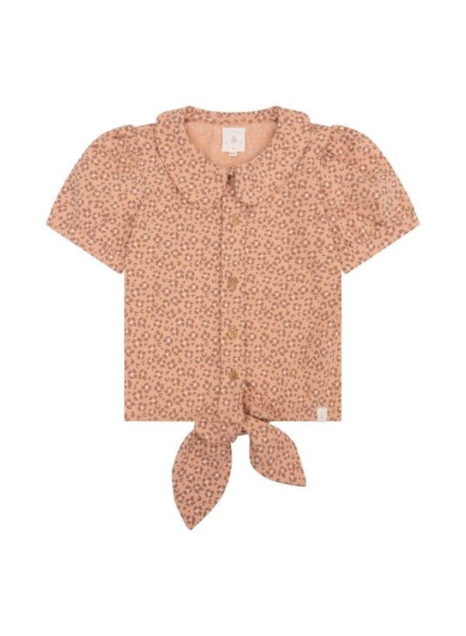 Navy Natural - Faye blouse - Leopard flower
