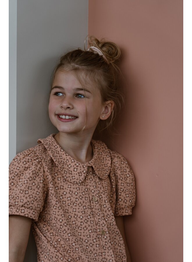 Navy Natural - Faye blouse - Leopard flower