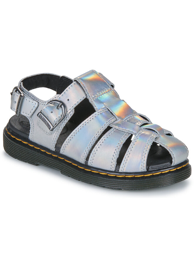 Caarys sandals – Silver lazer reflective metallic leather