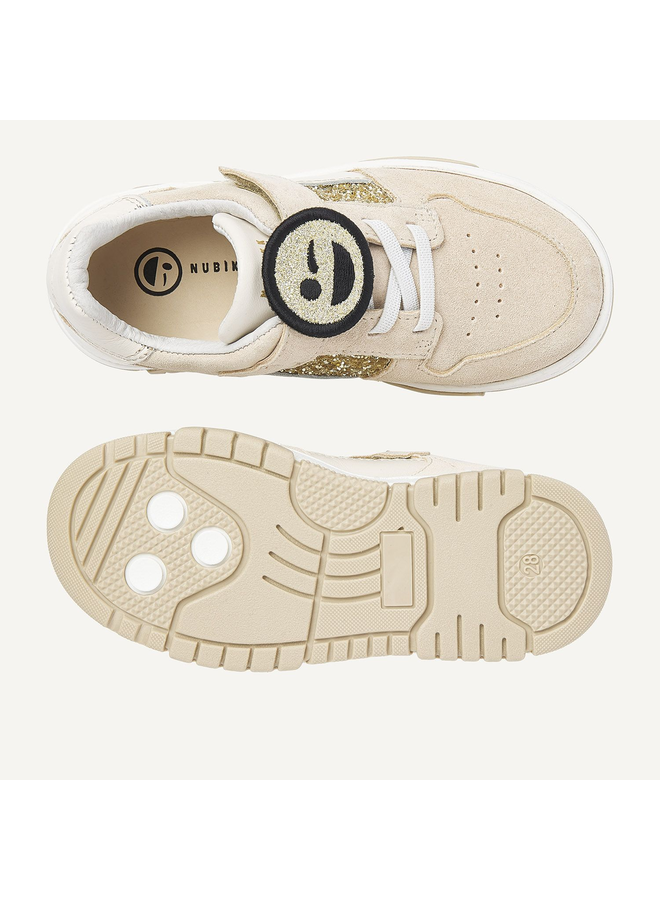 Nubikk - Basket court JR - Beige combi glitter gold