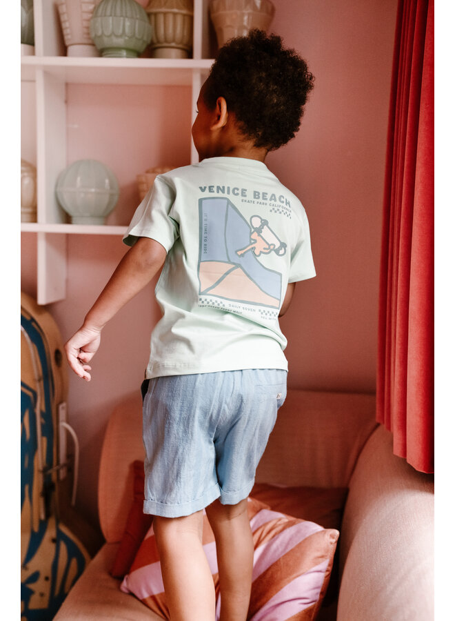 Daily7 - T-shirt backprint - Aqua foam