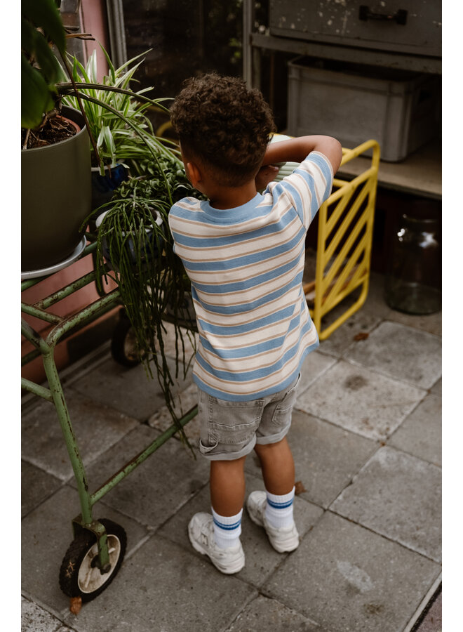 Daily7 - T-shirt stripe - Ashley blue