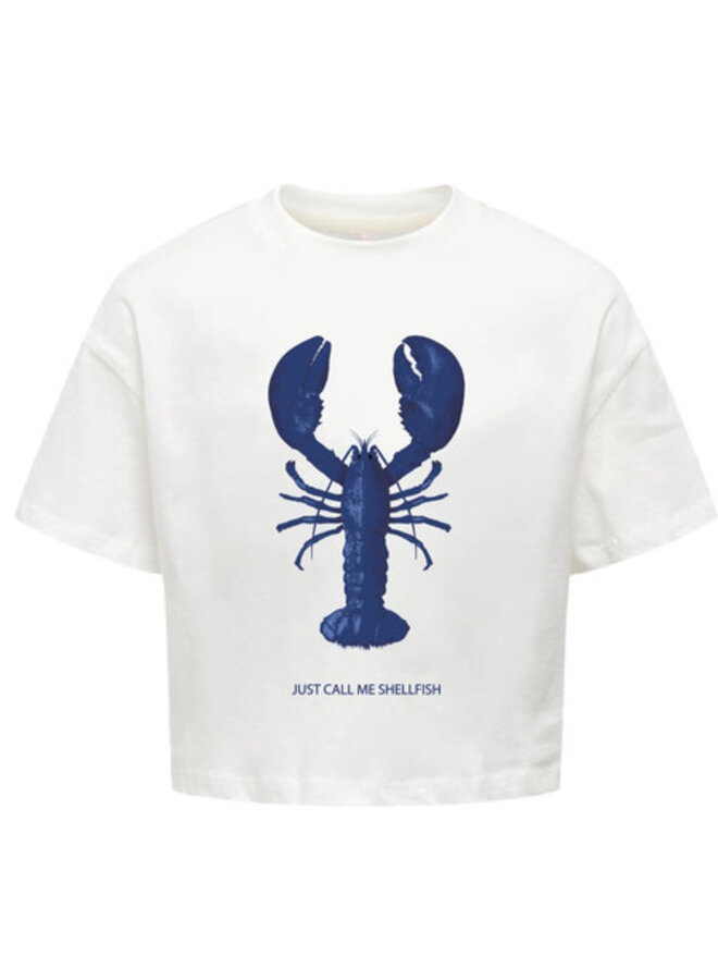 Kelly short print top – Mazarine blue lobster