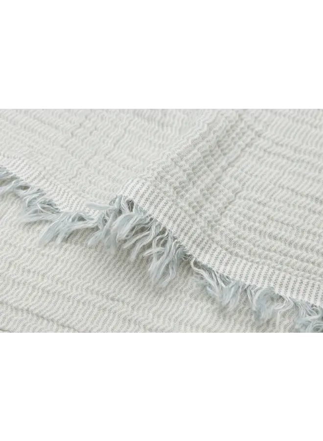 Jollein - Deken fringe stripe – Sea green/Ivory