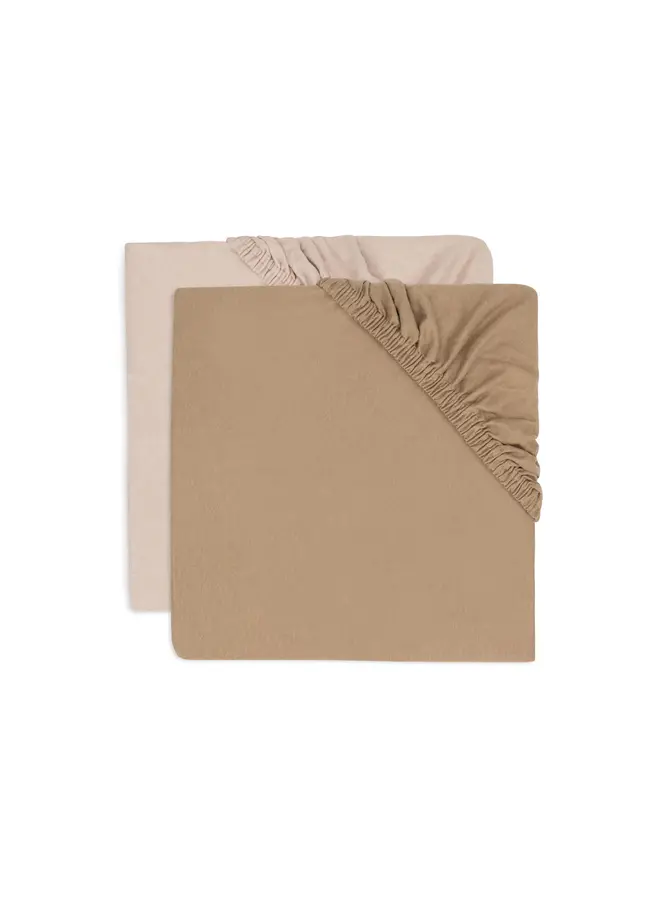 Jollein - Hoeslaken jersey – Wild rose/Biscuit (2pack)