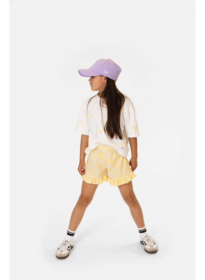Salty Stitch - Salty strikjes tee – White/yellow