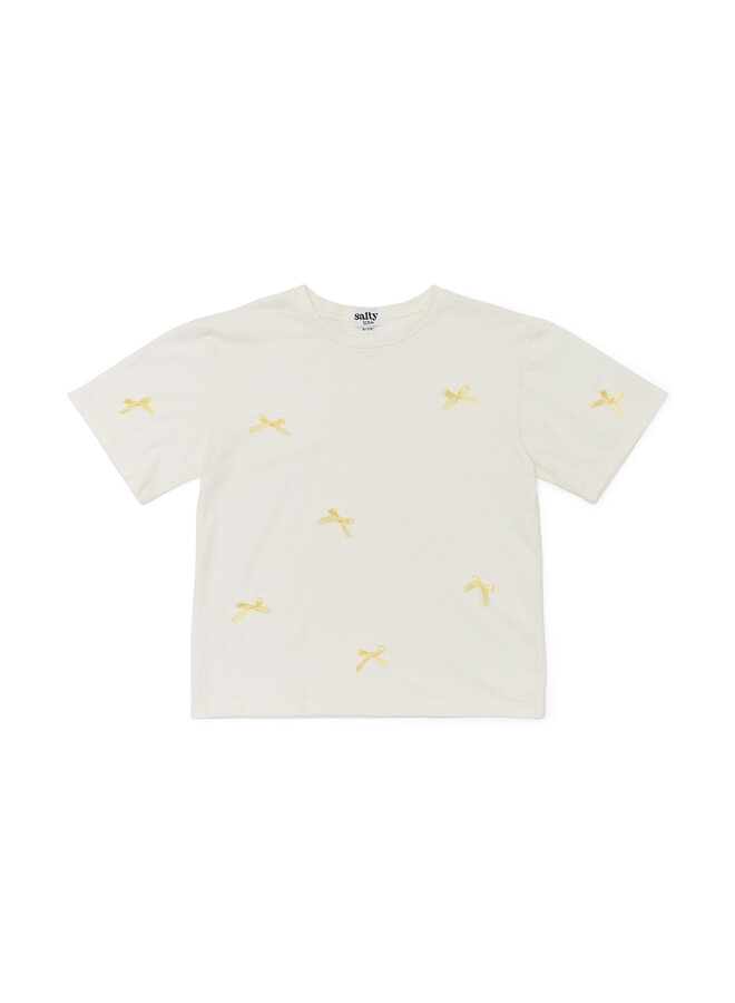Salty Stitch - Salty strikjes tee – White/yellow