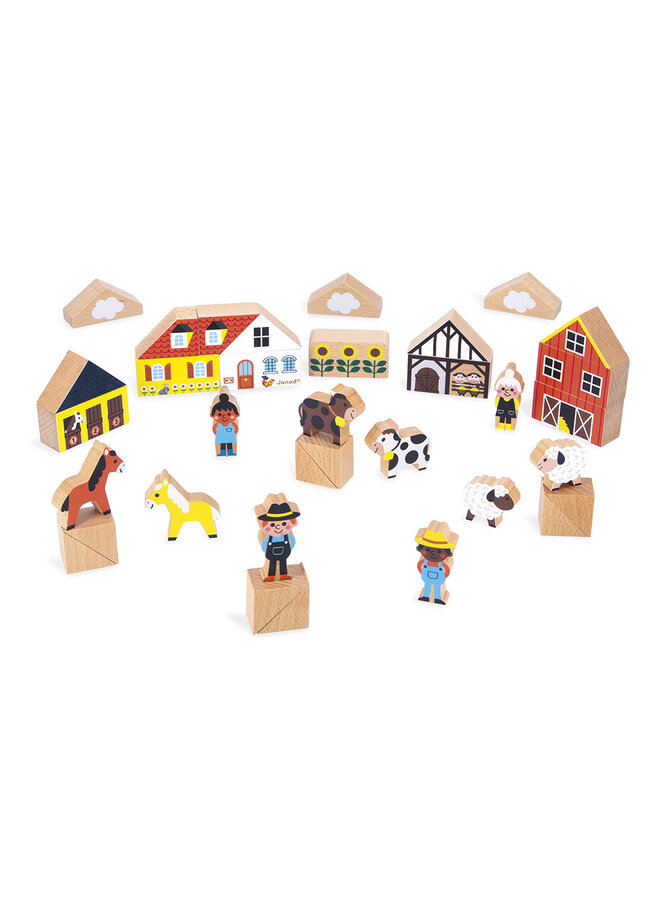 Janod - 5937 Crossroads - Blokkenset het platteland