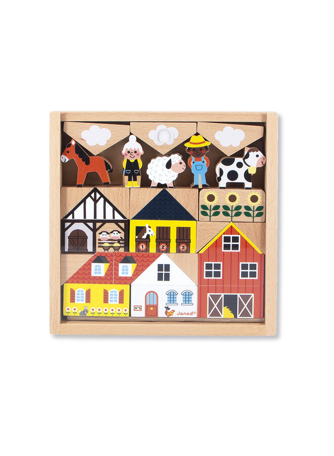 Janod - 5937 Crossroads - Blokkenset het platteland