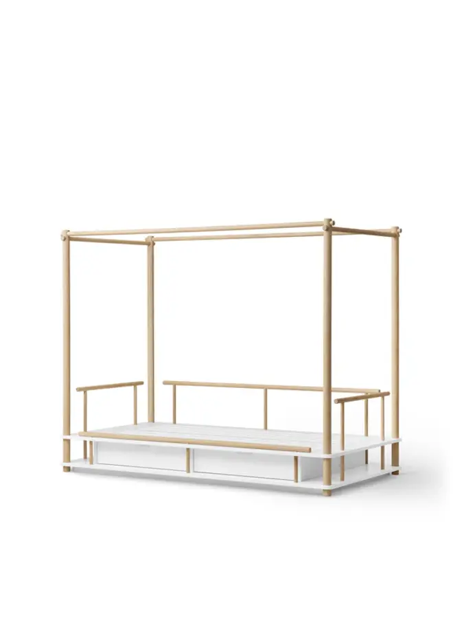 Oliver Furniture - Camp canopy bed, white/oak