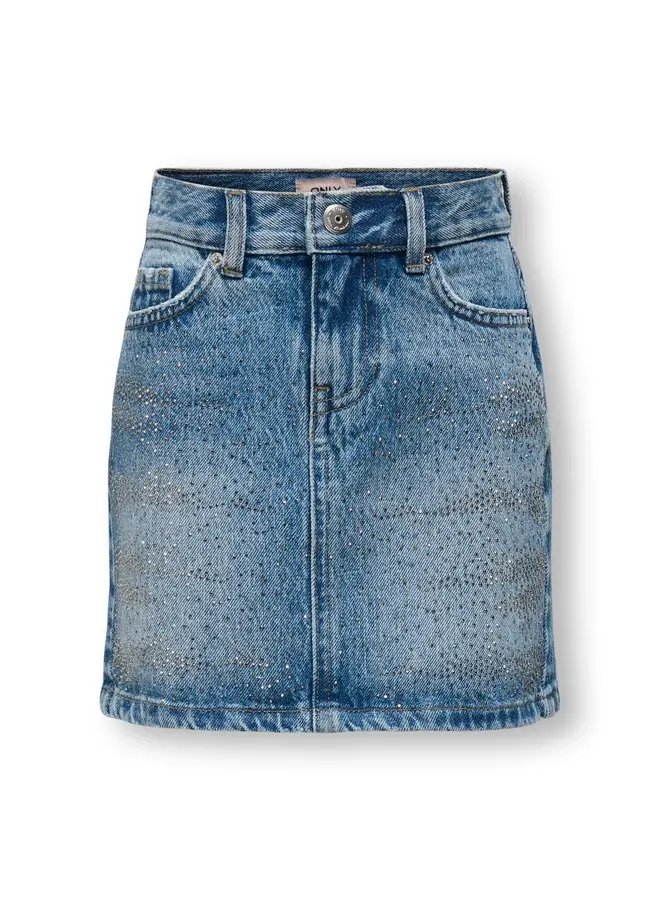 Stella rhinestone short skirt denim – Light blue