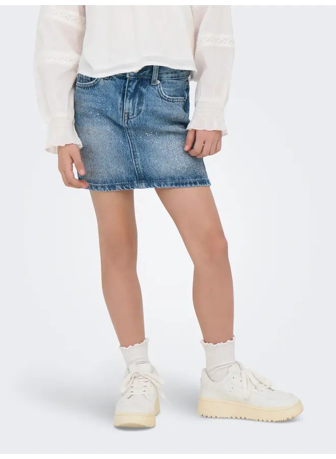 Kids Only - Stella rhinestone short skirt denim – Light blue