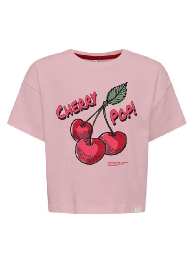 Charlotte short sleeve loose box – Roseate spoonbill/Cherry