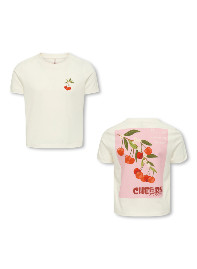 Kids Only - Annbel sun life short tee – Cloud dancer/Cherry