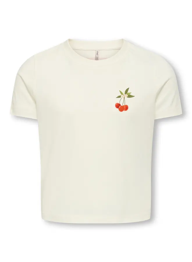 Kids Only - Annbel sun life short tee – Cloud dancer/Cherry