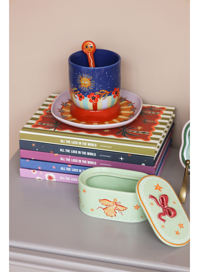 All the Luck in the World - Mug dark blue – Sun and flowers