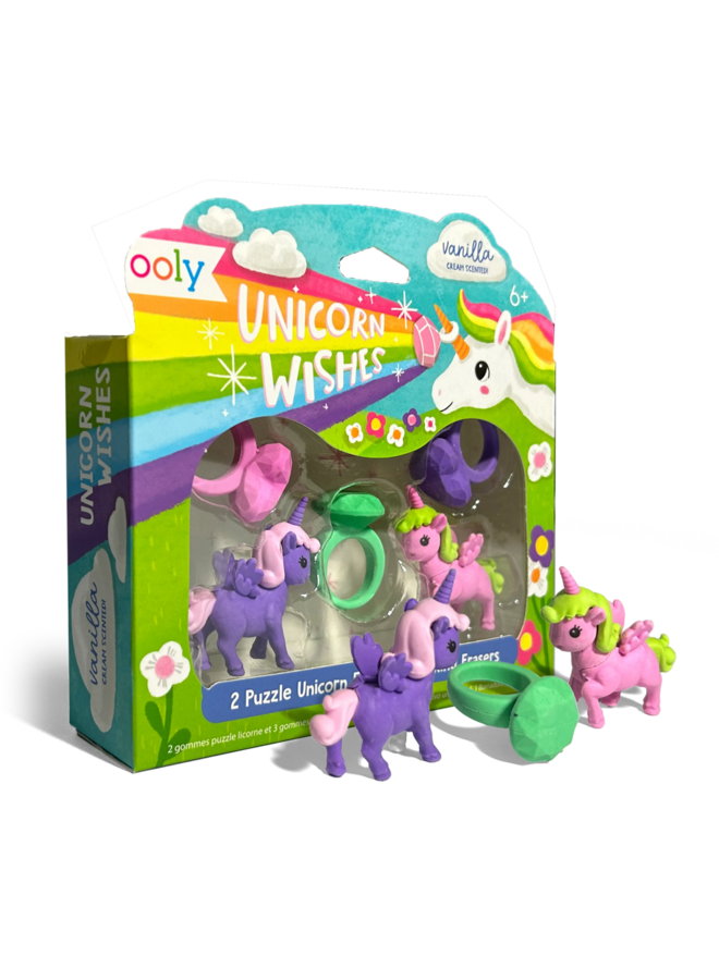 Unicorn wishes scented erasers – set of 5