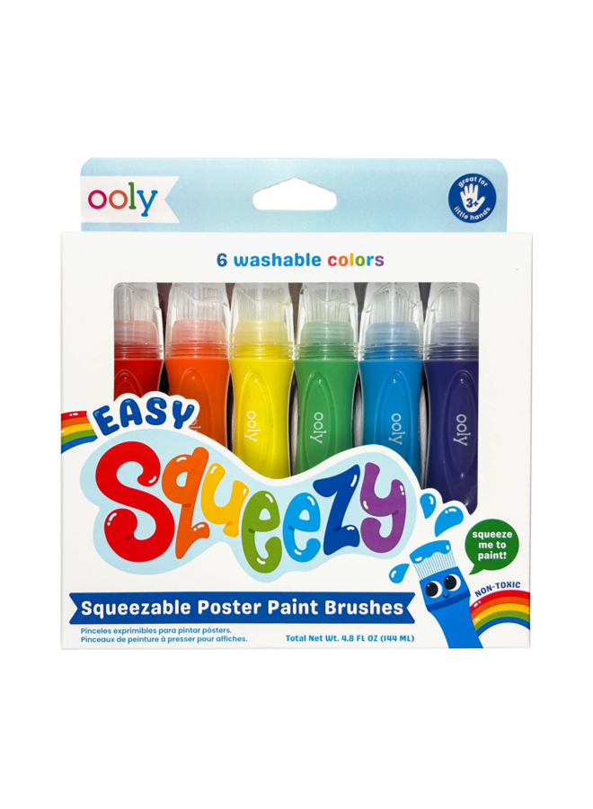 Easy squeezy squeezable poster paint brushes - Set of 6 Colors