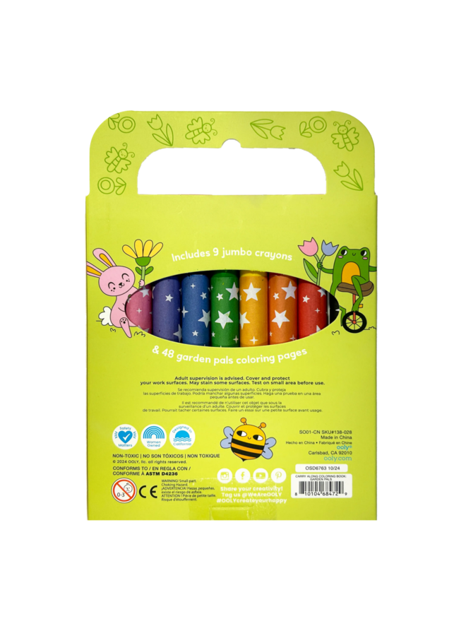 Ooly - Carry along crayons & coloring book kit - Garden pals