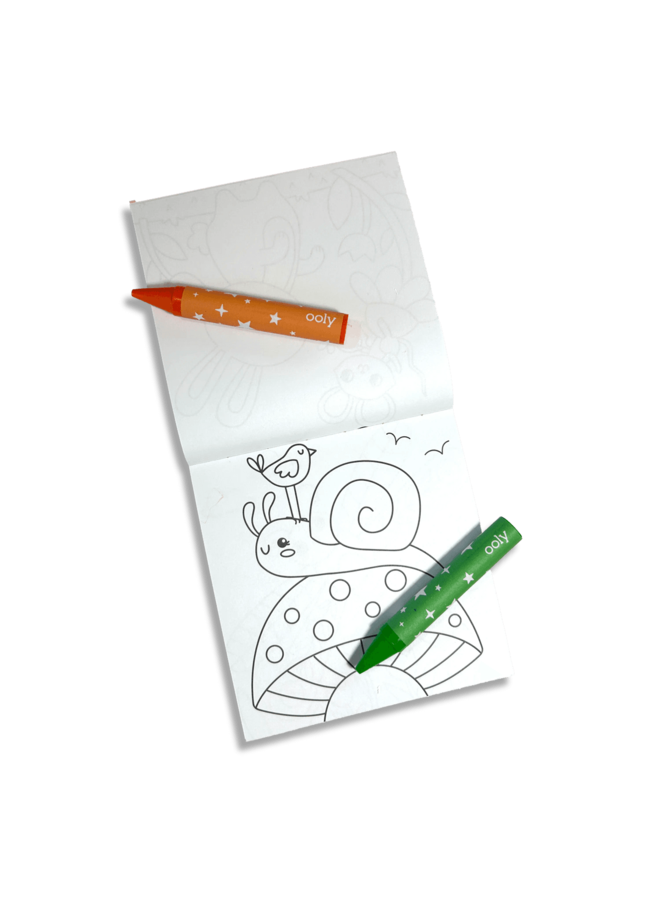Ooly - Carry along crayons & coloring book kit - Garden pals