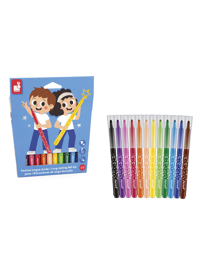 Janod - Colo – Lang houdbare viltstiften 12 stuks