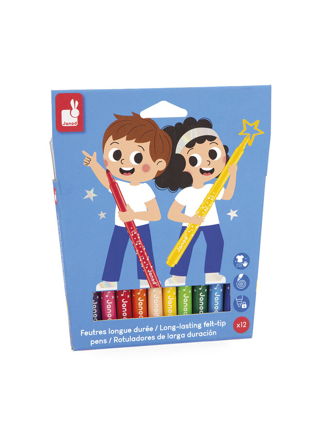 Janod - Colo – Lang houdbare viltstiften 12 stuks