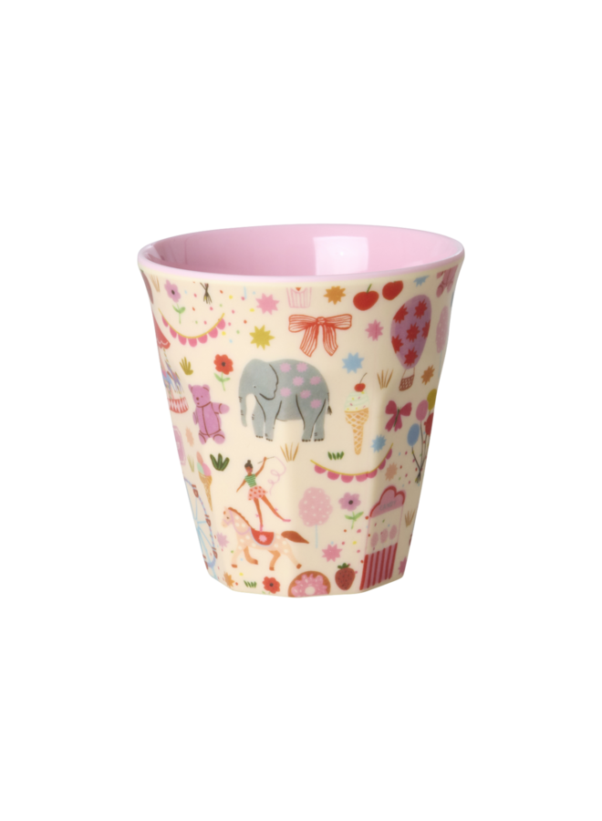 Kleine melamine beker - Roze fun fair print