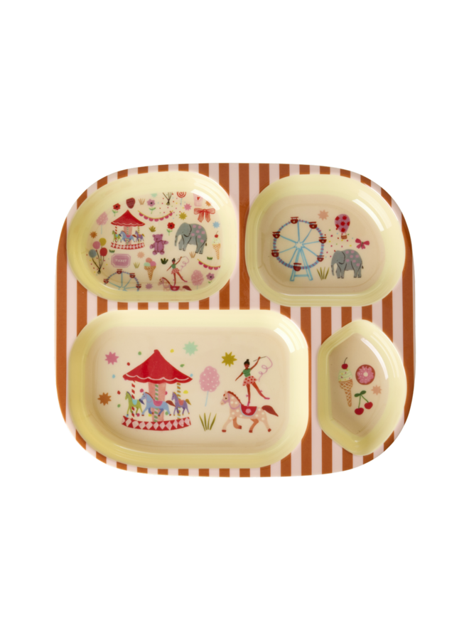 Kinderbord met 4 compartimenten – Roze – Fun fair print