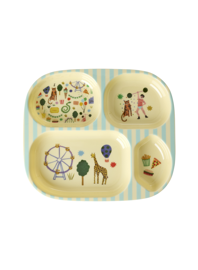 rice - Kinderbord met 4 compartimenten – Mint – Fun fair print