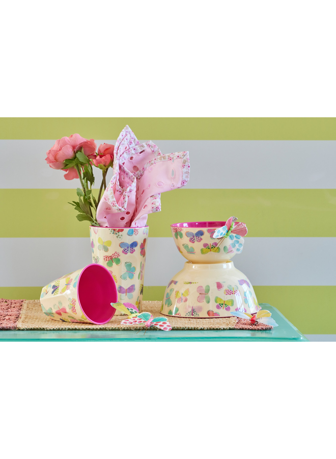 rice - Medium melamine beker – Crème - Butterfly print