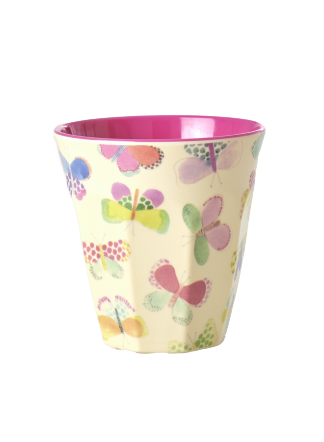 Medium melamine beker – Crème - Butterfly print