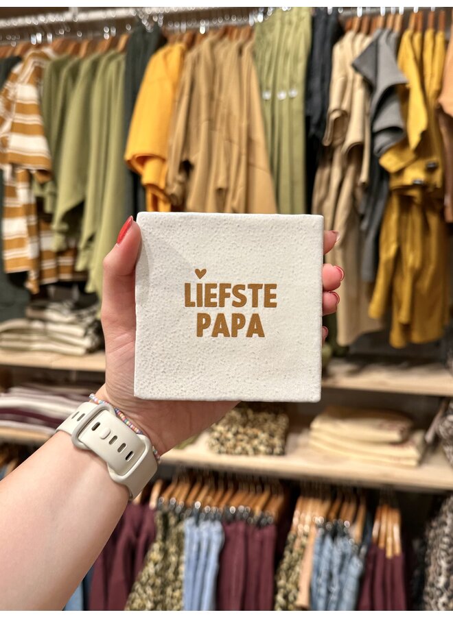 Studio Meuk - Tegeltje – Liefste papa – Wit/Goud