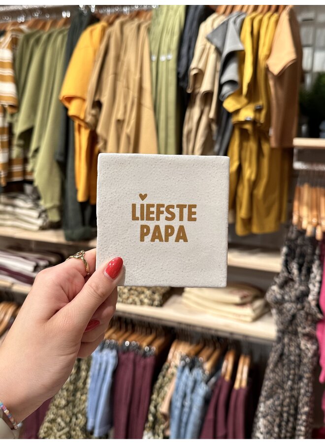 Tegeltje – Liefste papa – Wit/Goud
