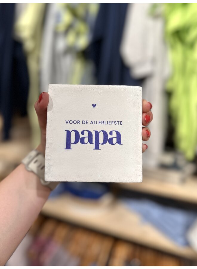 Studio Meuk - Tegeltje – Voor de allerliefste papa – Wit/Donkerblauw