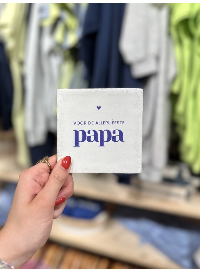 Tegeltje – Voor de allerliefste papa – Wit/Donkerblauw